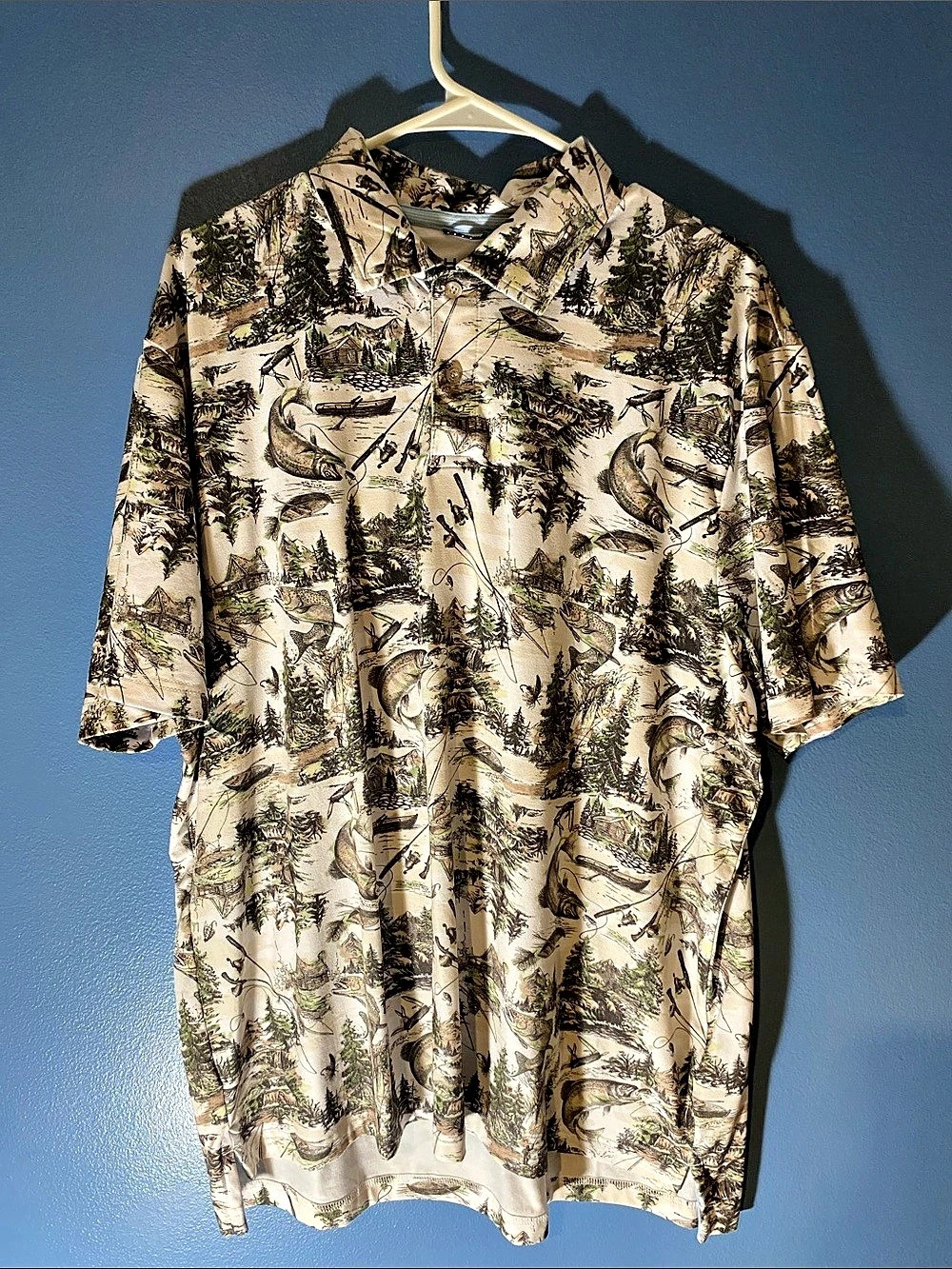 Chaps Everyday Performance Fishing Print Polo Shirt